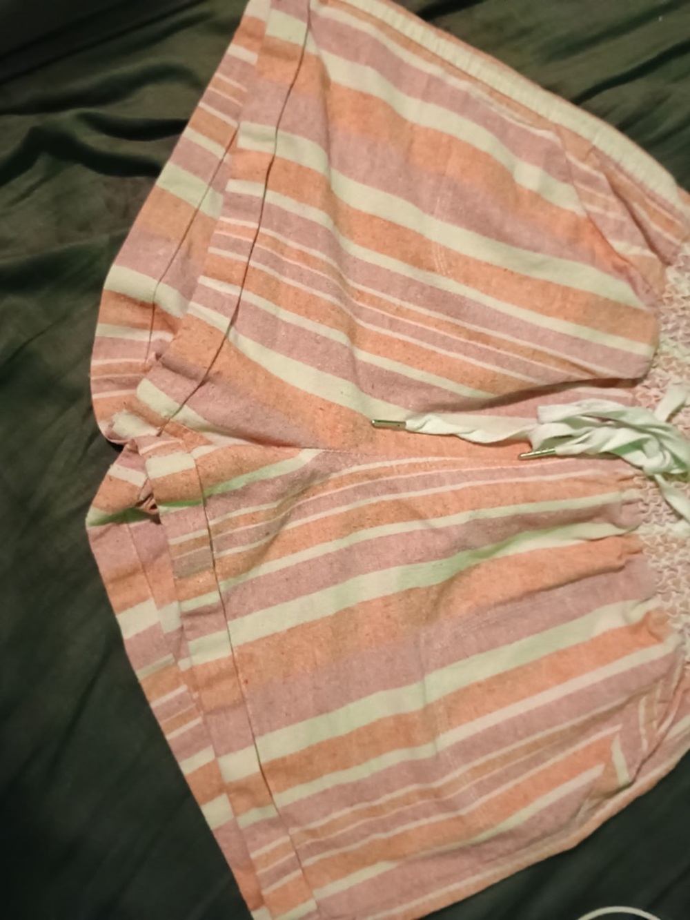 Women's Pink Striped Casual Drawstring Shorts